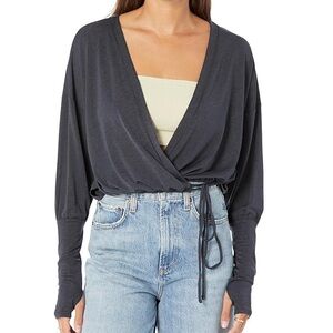 Women's Black Wrap Top
